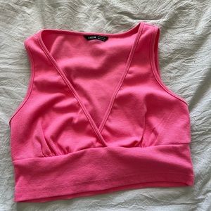 Pink v neck cropped tank top